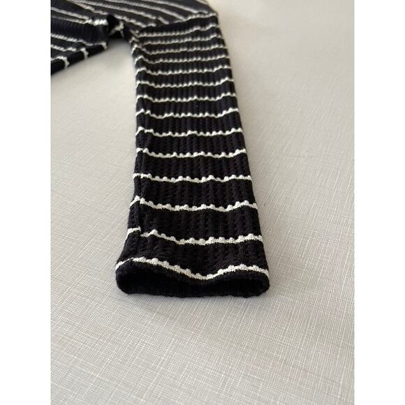 Anthropologie Sz M Mock Neck Stripe Top Black Stretch Ribbed Soft Comfy Fall NWT - Picture 8 of 14